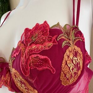 Lise Charmel Couture Pineapple Embroidery Bra Satin Double Straps